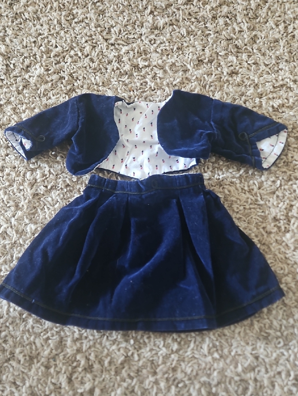 Velvet Navy 18 Inch Doll Skirt and Jacket Outfit
